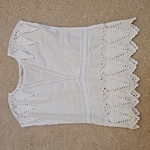 Ulla Johnson White Eyelet Sleeveless Blouse Size 6